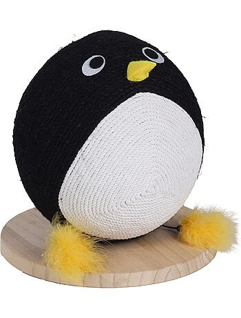 Balle a griffer pingouin pour chat avec corde 30cm