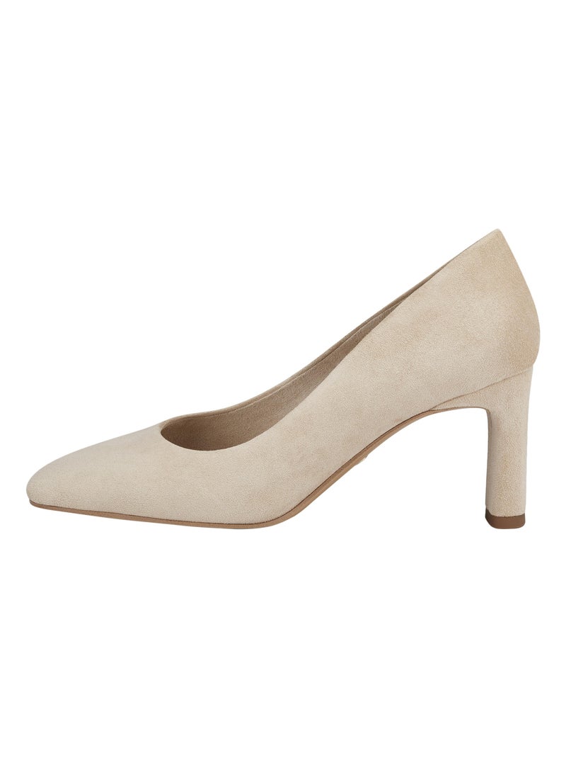 Ballerine à Talon Cuir Tamaris Beige - Kiabi