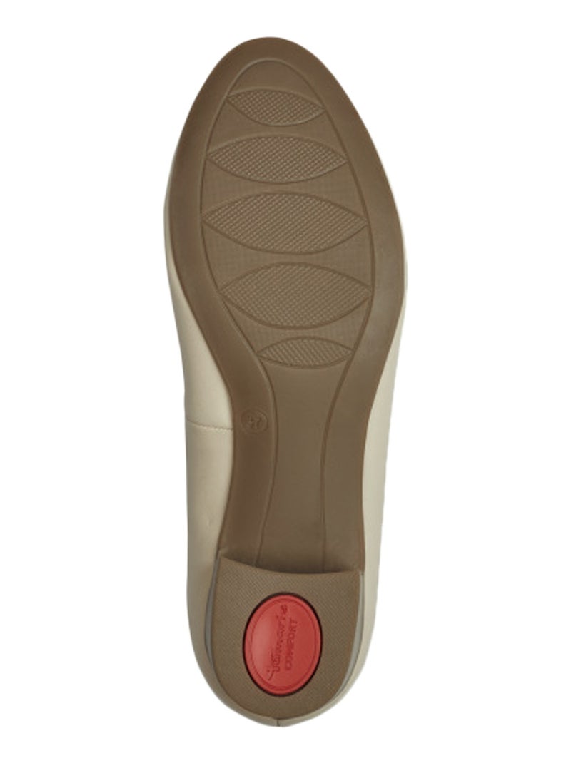 Ballerine à Talon Cuir Tamaris Beige - Kiabi