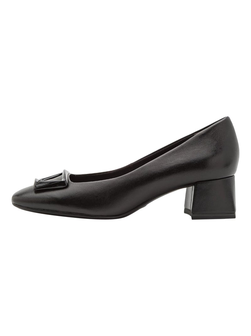 Ballerine à Talon Cuir Tamaris Noir - Kiabi