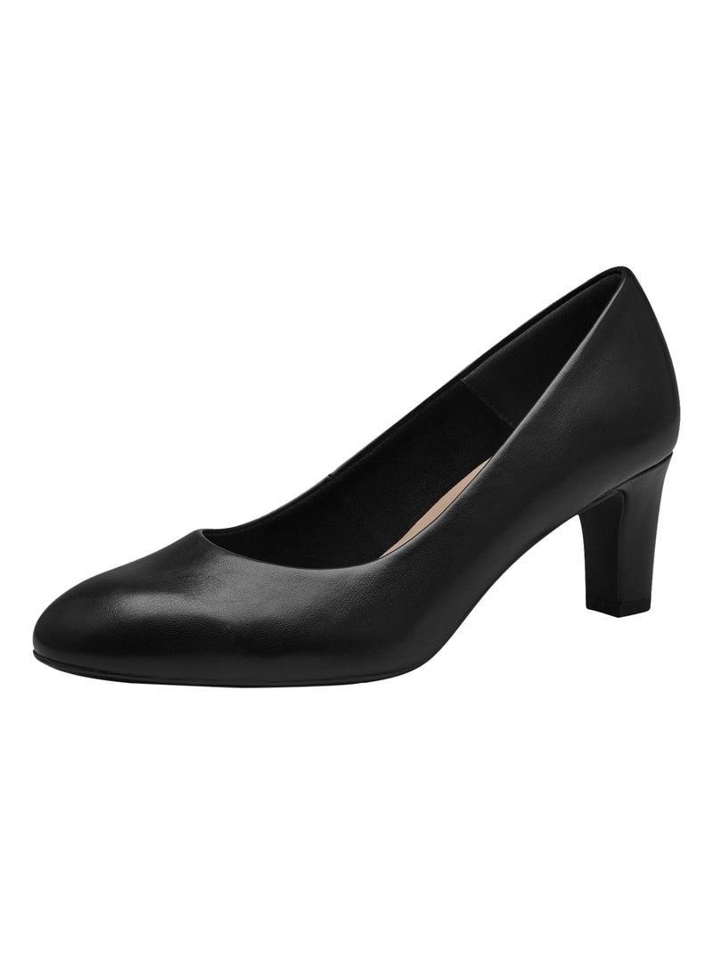 Ballerine à Talon Cuir Tamaris Noir - Kiabi