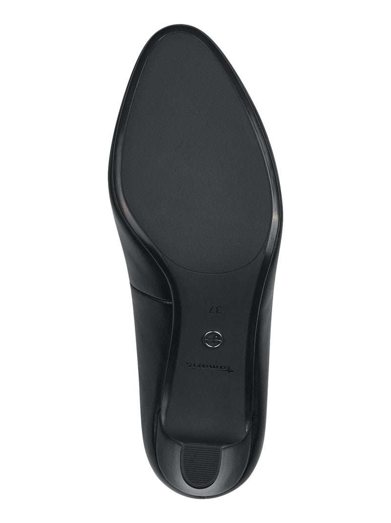 Ballerine à Talon Cuir Tamaris Noir - Kiabi