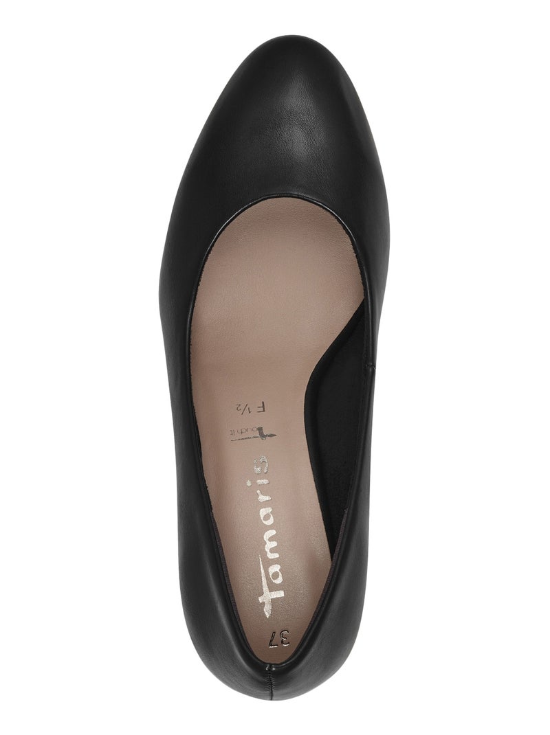 Ballerine à Talon Cuir Tamaris Noir - Kiabi
