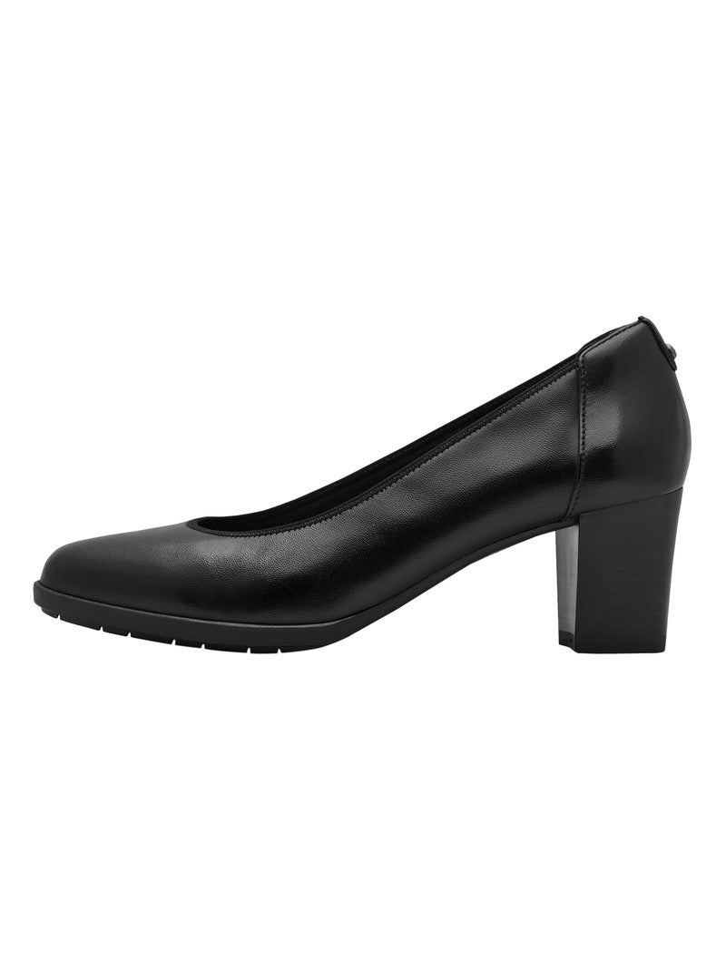 Ballerine à Talon Cuir Tamaris Noir - Kiabi