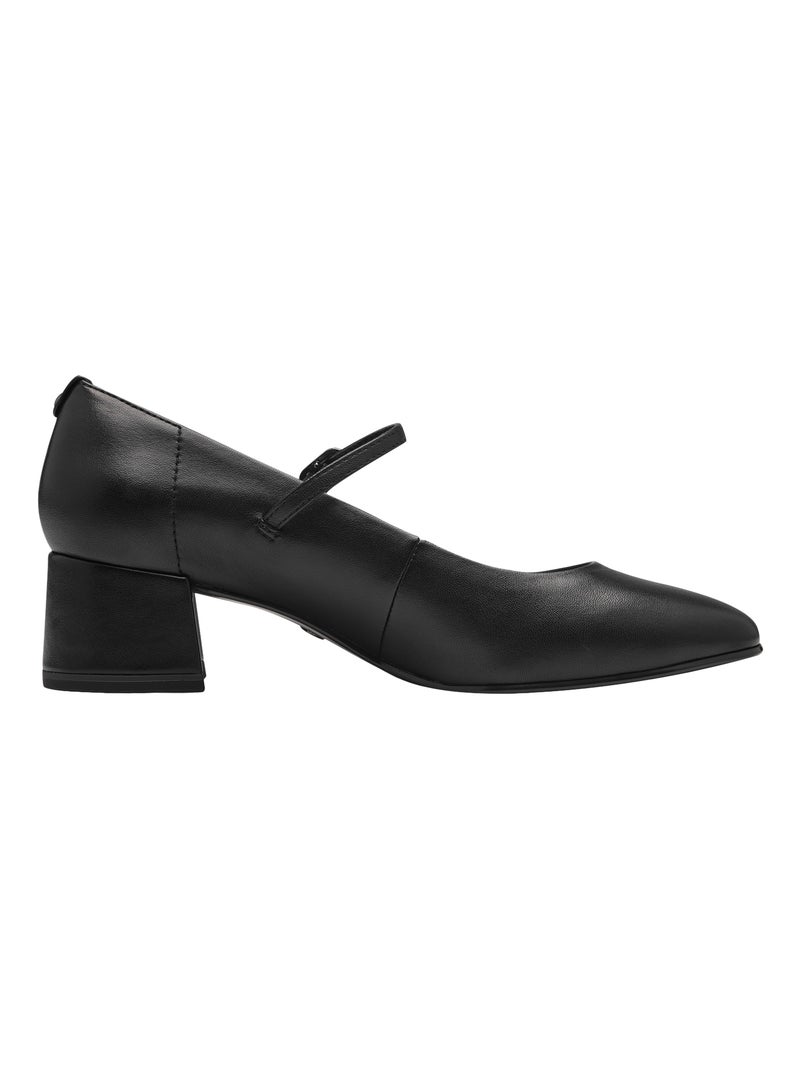 Ballerine à Talon Cuir Tamaris Noir - Kiabi