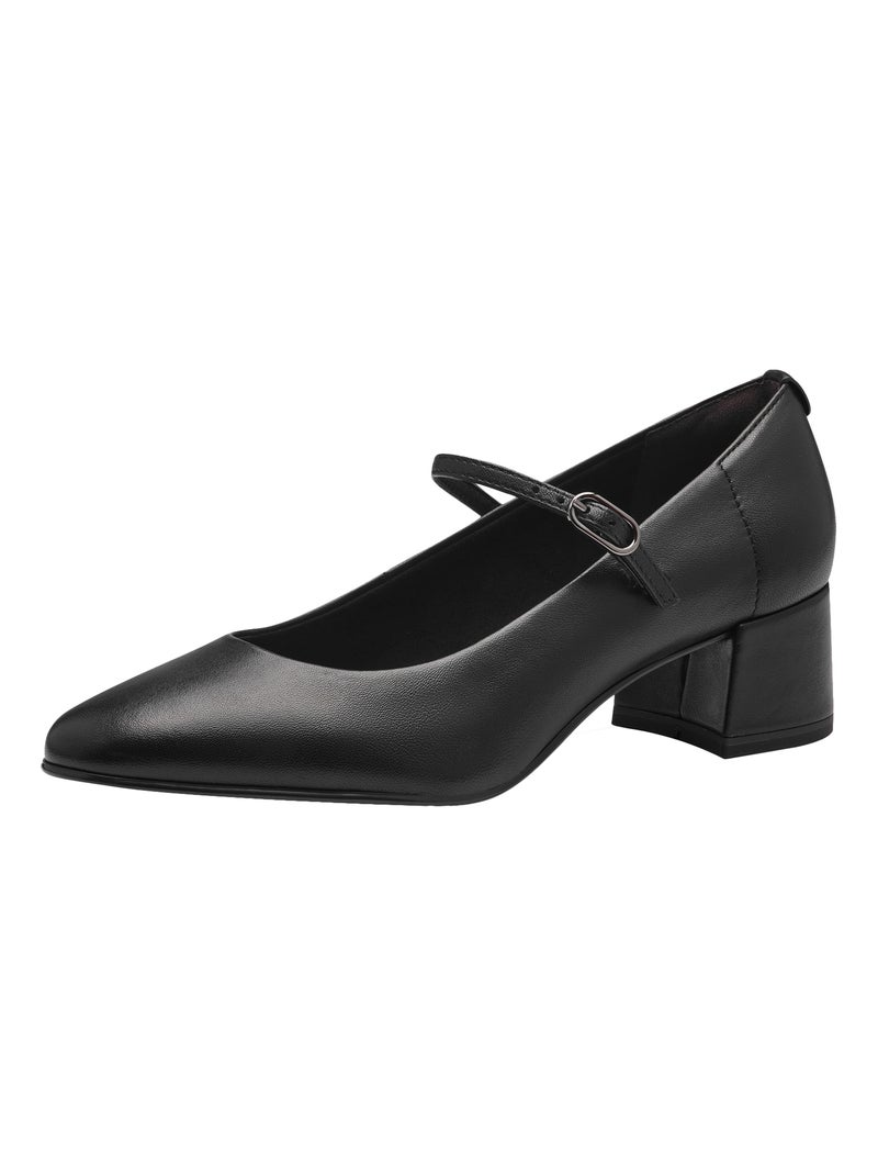 Ballerine à Talon Cuir Tamaris Noir - Kiabi