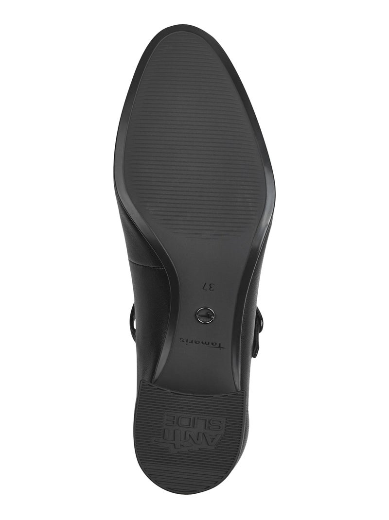 Ballerine à Talon Cuir Tamaris Noir - Kiabi