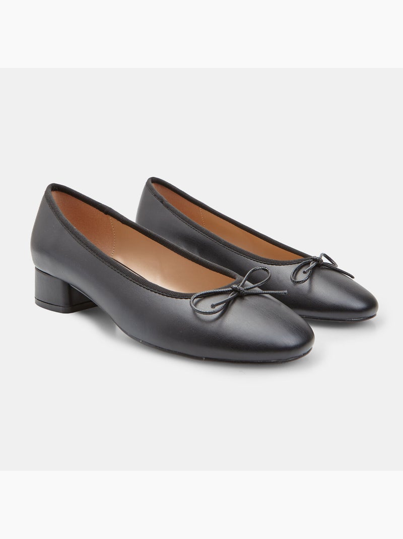 Ballerine avec nœud et talon bloc Bata Noir - Kiabi