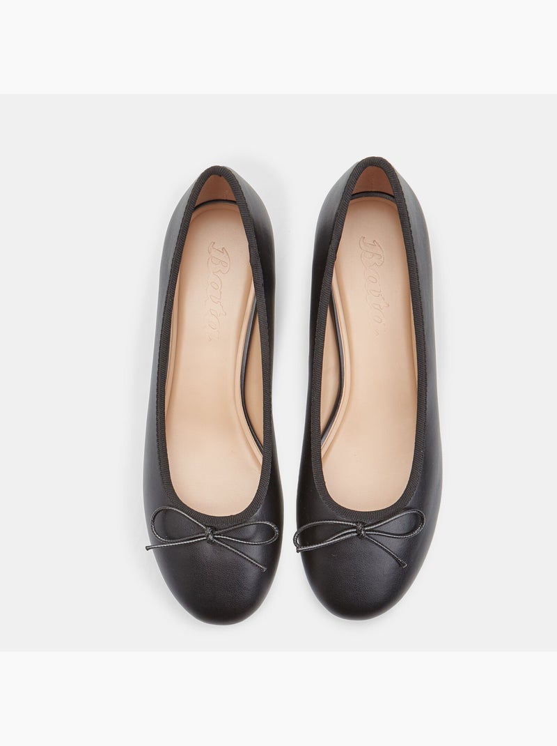 Ballerine avec nœud et talon bloc Bata Noir - Kiabi