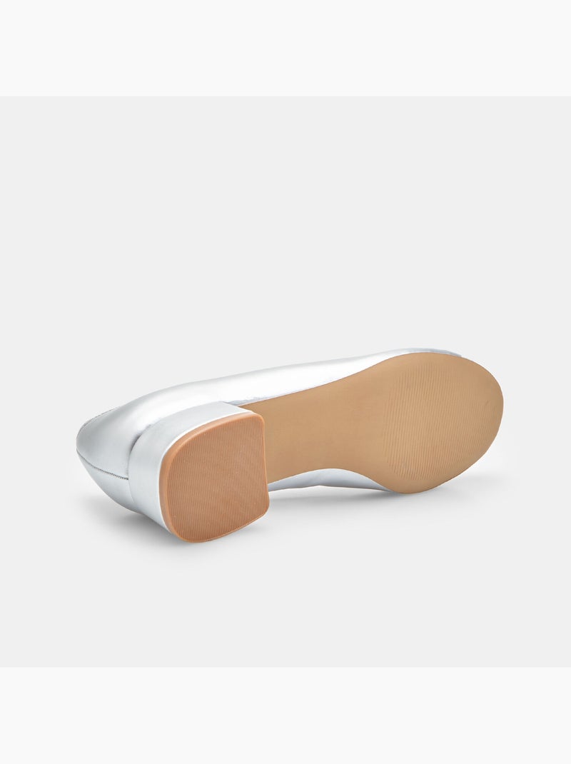 Ballerine avec nœud et talon bloc recouvert Bata Argent - Kiabi