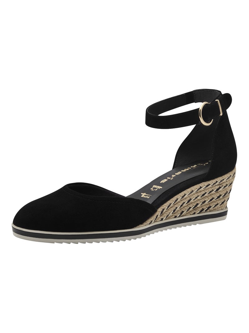 Ballerine Compensé Cuir Tamaris Noir - Kiabi