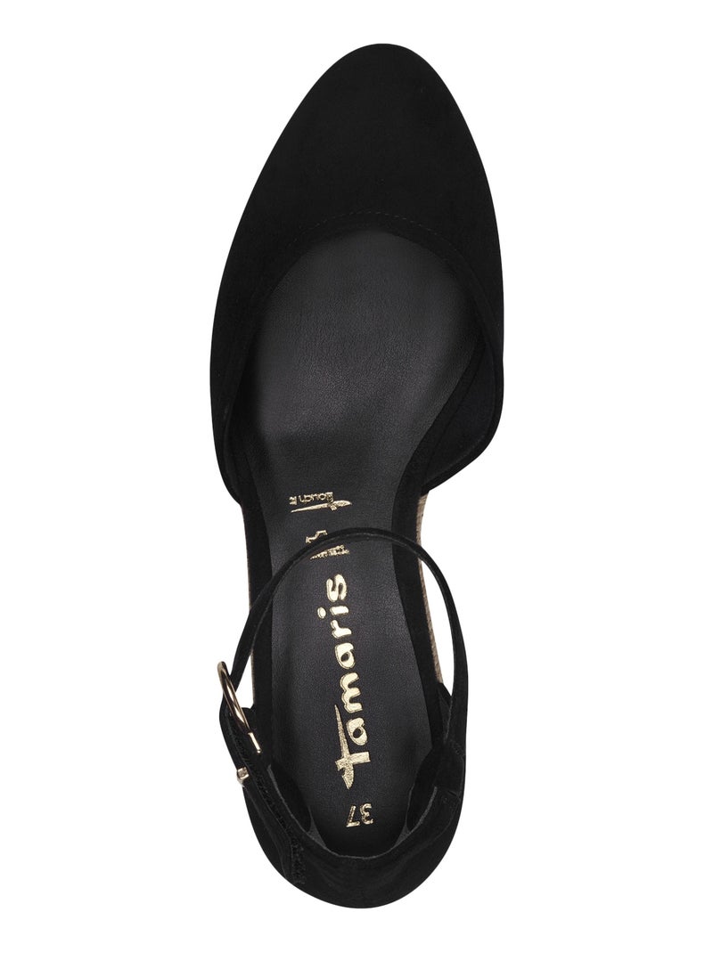 Ballerine Compensé Cuir Tamaris Noir - Kiabi