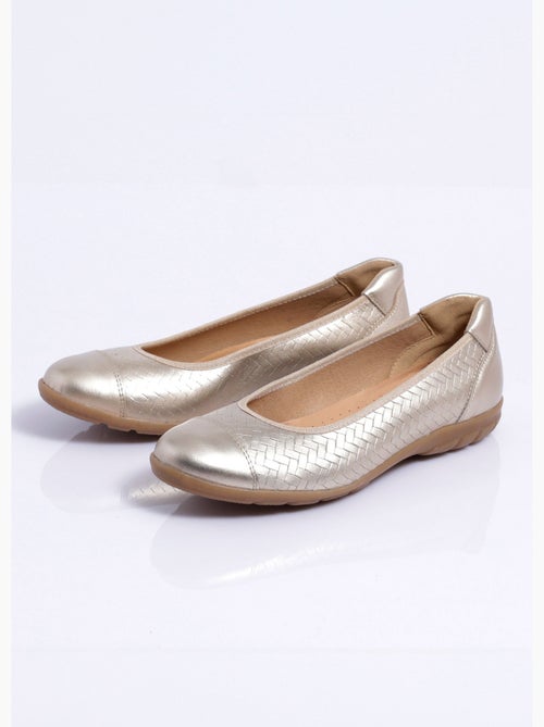 Ballerine confort cuir effet tressé - Afibel - Kiabi
