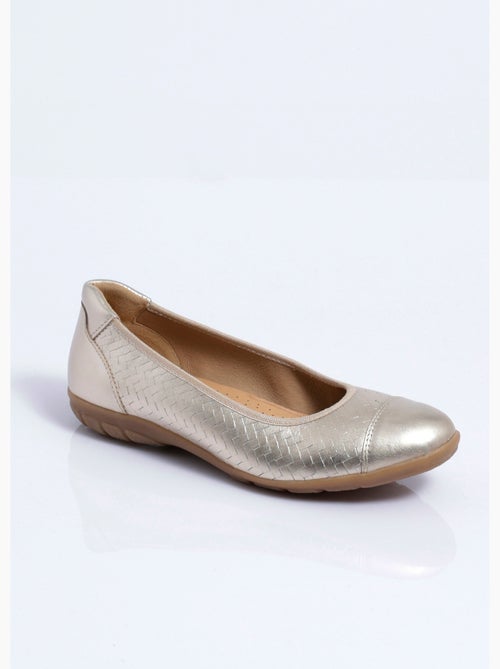 Ballerine cuir imprimé effet tressé largeur confort - Afibel - Kiabi