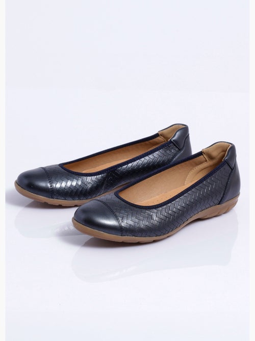 Ballerine cuir imprimé effet tressé largeur confort - Afibel - Kiabi