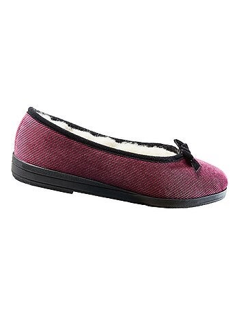 Ballerine fourrée en velours côtelé