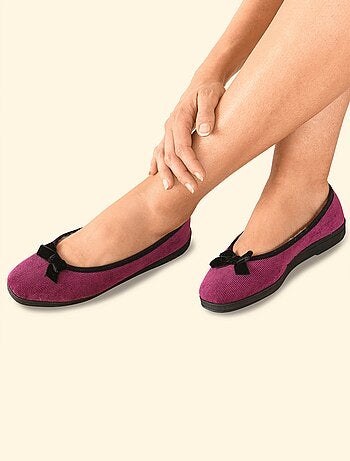 Ballerine fourrée en velours côtelé