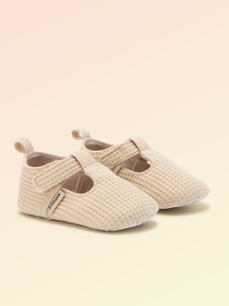 Ballerine 'Kitchoun' détaillé en coton Beige - Kiabi
