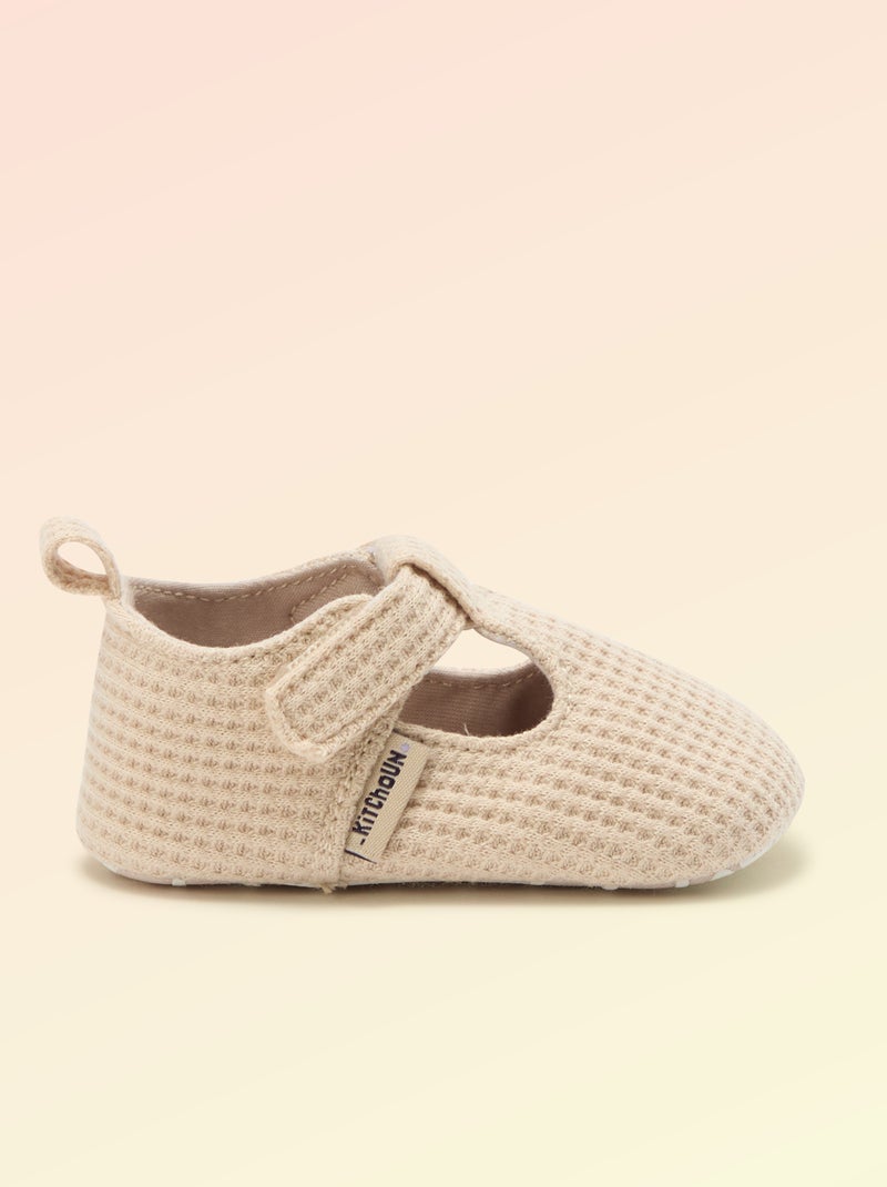 Ballerine 'Kitchoun' détaillé en coton Beige - Kiabi