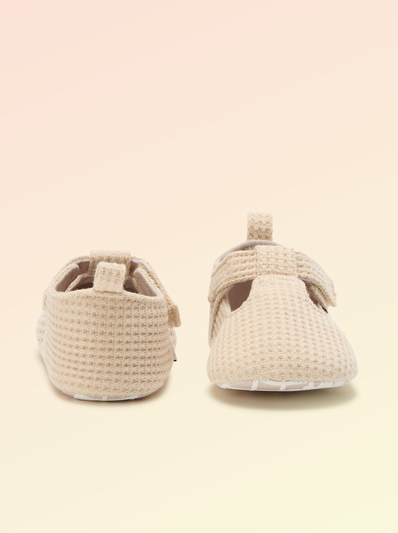 Ballerine 'Kitchoun' détaillé en coton Beige - Kiabi