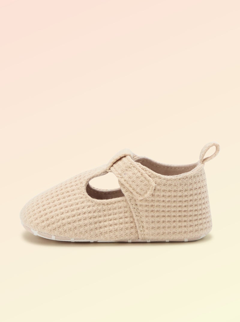 Ballerine 'Kitchoun' détaillé en coton Beige - Kiabi