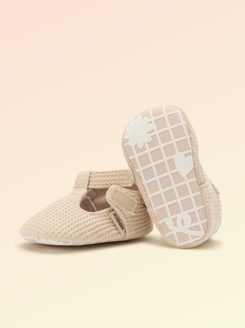 Ballerine 'Kitchoun' détaillé en coton Beige - Kiabi