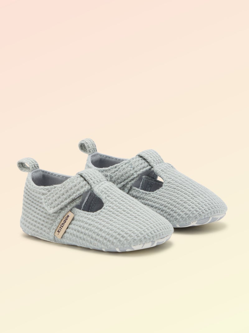 Ballerine 'Kitchoun' détaillé en coton Bleu - Kiabi