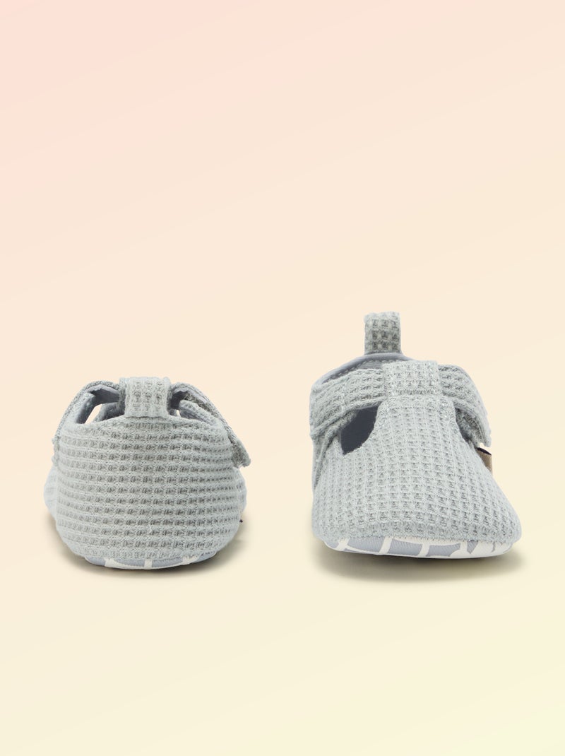 Ballerine 'Kitchoun' détaillé en coton Bleu - Kiabi