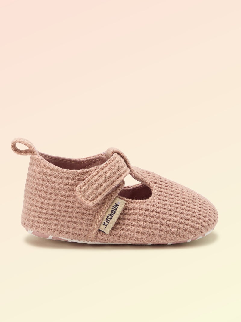 Ballerine 'Kitchoun' détaillé en coton Rose - Kiabi