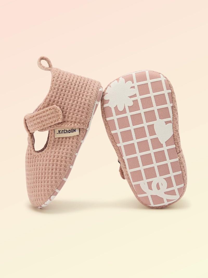 Ballerine 'Kitchoun' détaillé en coton Rose - Kiabi