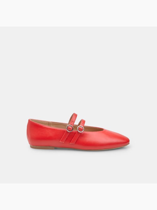Ballerine plate avec deux brides à boucle et bout carré - Kiabi
