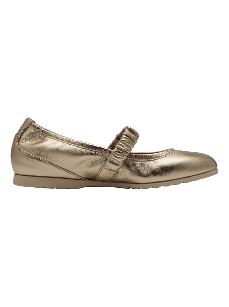 Ballerine Plate Cuir Tamaris Marron - Kiabi