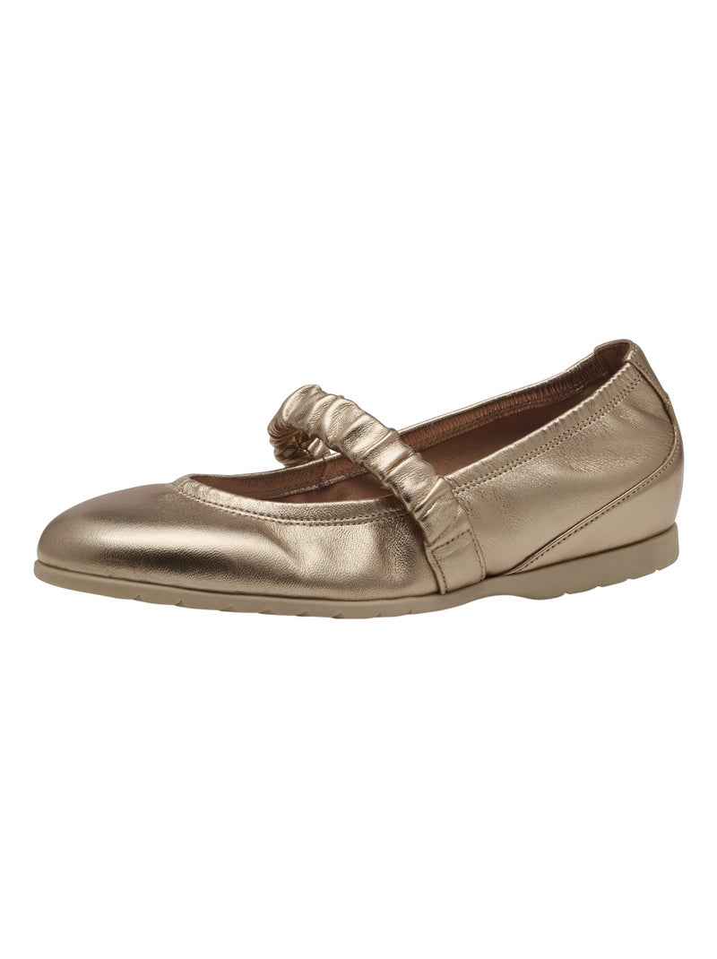 Ballerine Plate Cuir Tamaris Marron - Kiabi