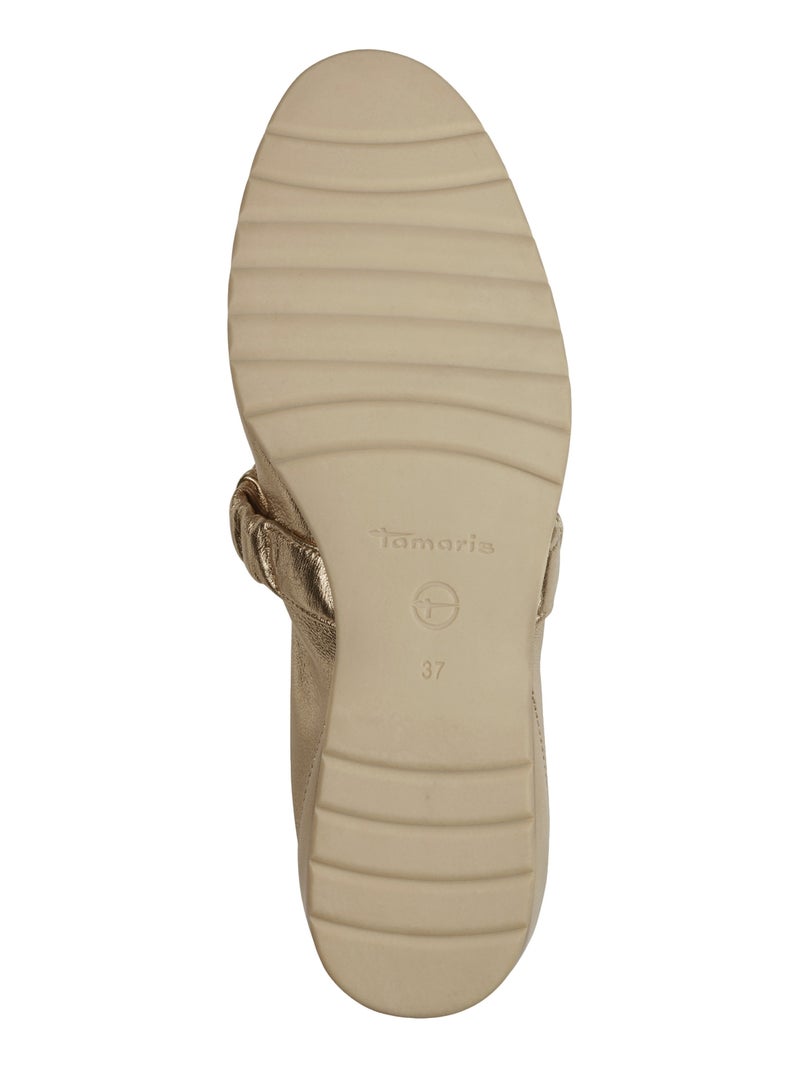 Ballerine Plate Cuir Tamaris Marron - Kiabi