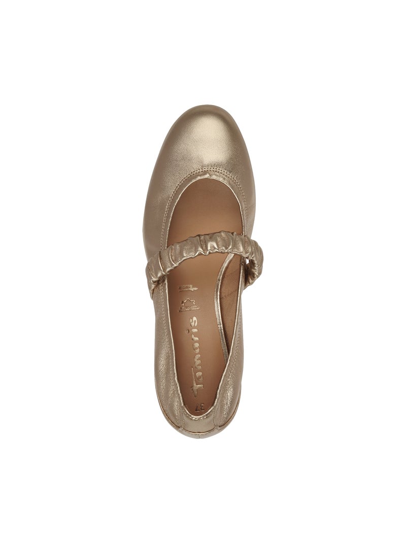 Ballerine Plate Cuir Tamaris Marron - Kiabi