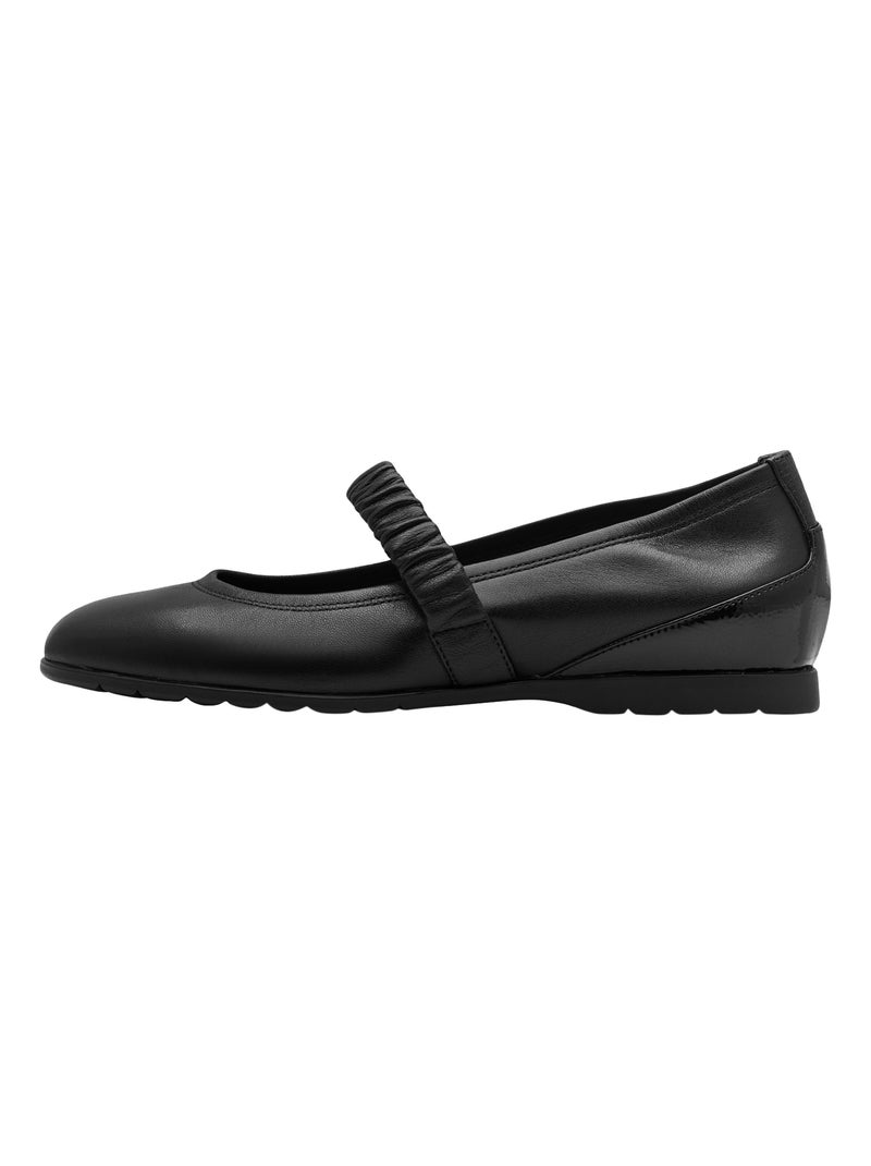 Ballerine Plate Cuir Tamaris Noir - Kiabi