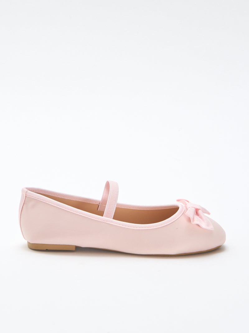 Ballerine plate uni à nœud Rose - Kiabi