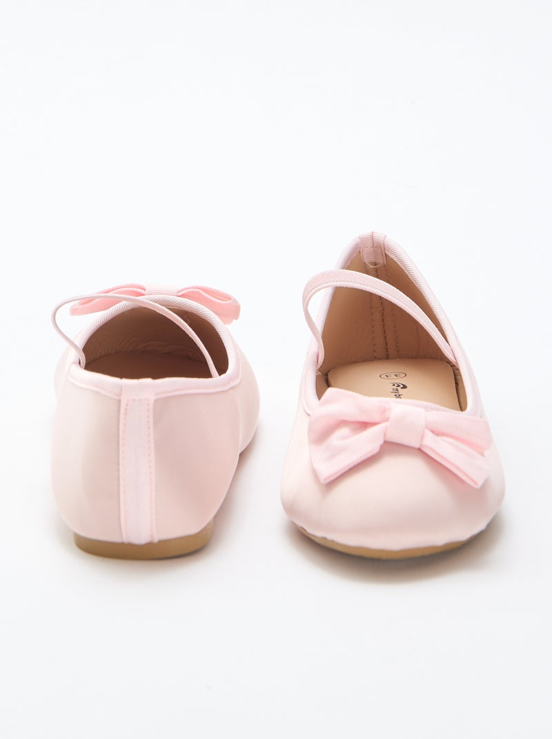 Ballerine plate uni à nœud Rose - Kiabi