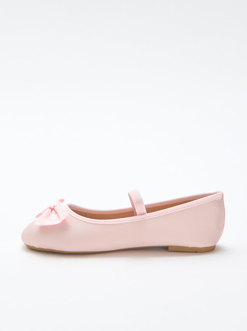 Ballerine plate uni à nœud Rose - Kiabi