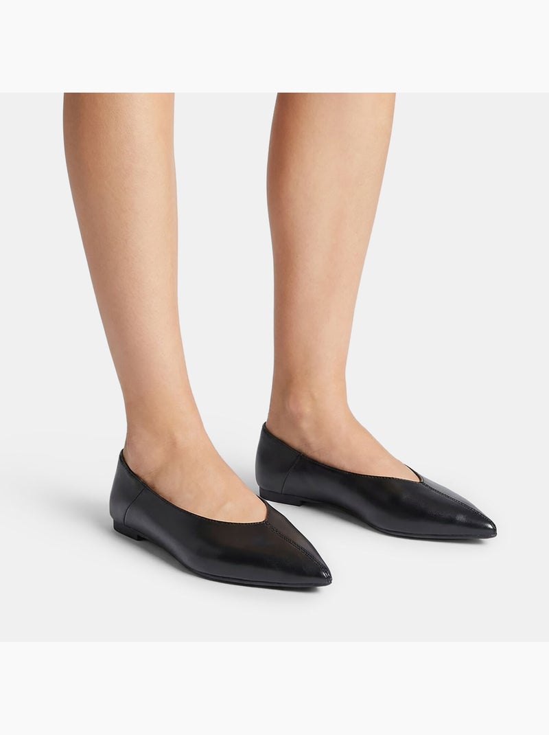 Ballerine plates  avec bout à couture apparente Noir - Kiabi