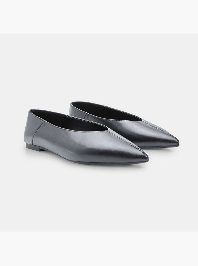 Ballerine plates  avec bout à couture apparente Noir - Kiabi