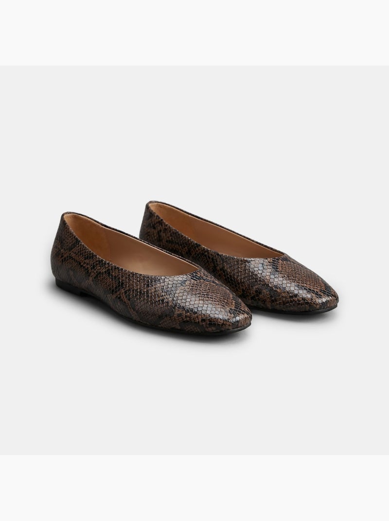 Ballerine plates avec bout carré Marron - Kiabi