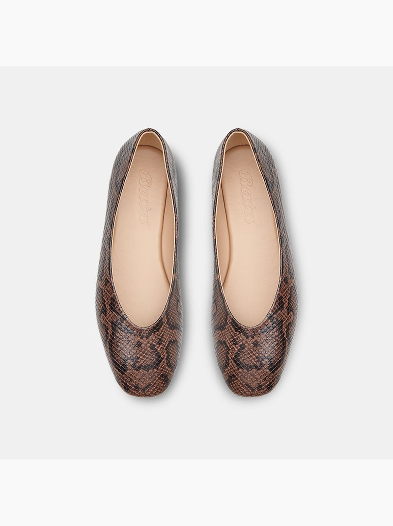 Ballerine plates avec bout carré Marron - Kiabi