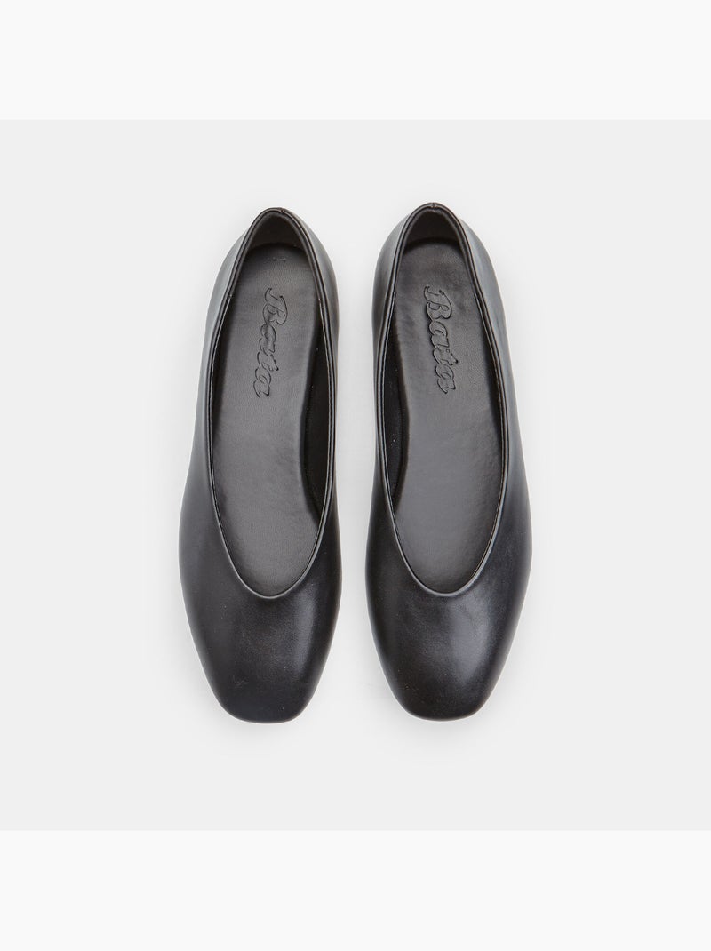 Ballerine plates avec bout carré Noir - Kiabi