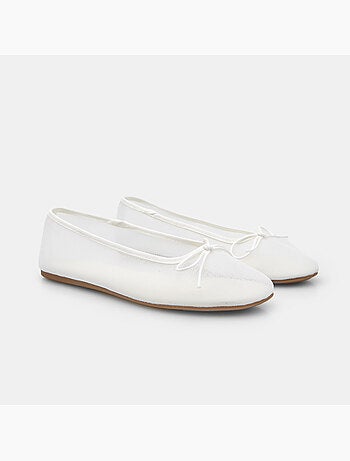 Ballerine plates avec tige en mesh et petit nœud