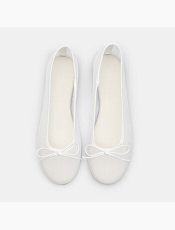 Ballerine plates avec tige en mesh et petit nœud