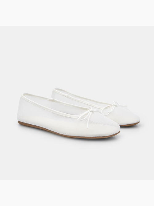 Ballerine plates avec tige en mesh et petit nœud - Kiabi