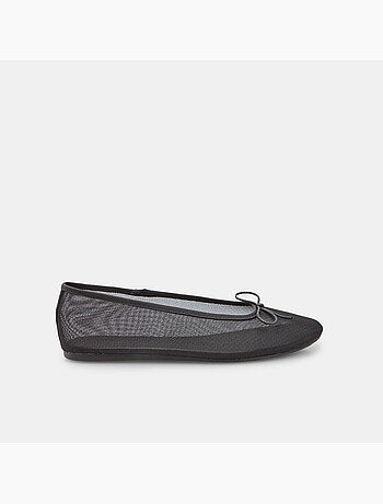 Ballerine plates avec tige en mesh et petit nœud