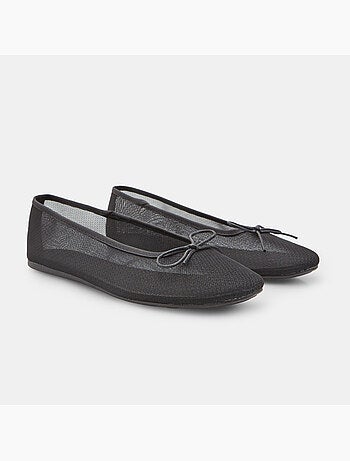 Ballerine plates avec tige en mesh et petit nœud