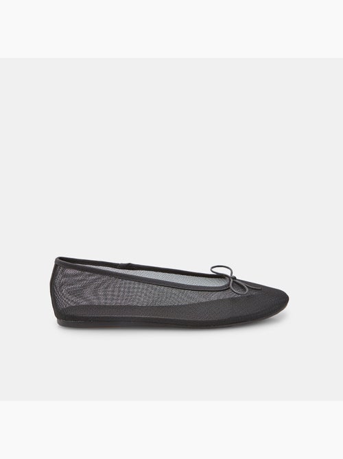 Ballerine plates avec tige en mesh et petit nœud - Kiabi